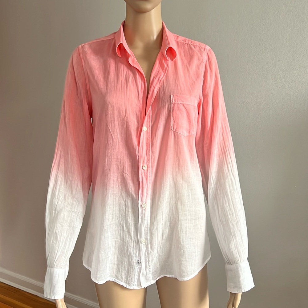 Frank & Eileen Ombre Voile Button Down Shirt, pink & White, Size M